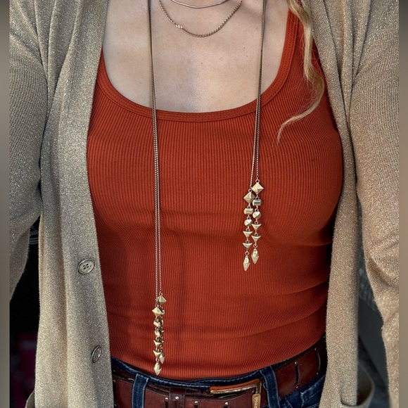 Lariat Necklace Stella & Dot Vintage Gold Tone - Picture 3 of 5